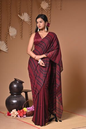 Pure Mul Cotton Handloom Saree with Artisanal Detailing