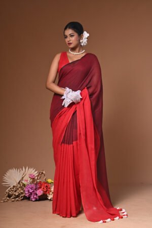 Pure Cotton Handloom Saree – Dual Color Elegance